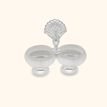 Moon Engraved Silver Karanda - Silver Pooja Items / Silver Puja Samai
